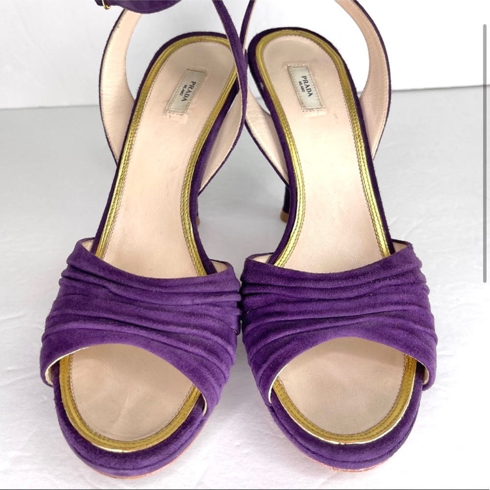 PRADA Purple Suede Open Toe Ankle Strap Heels Heeled Sandals Size 39 - Picture 2 of 10
